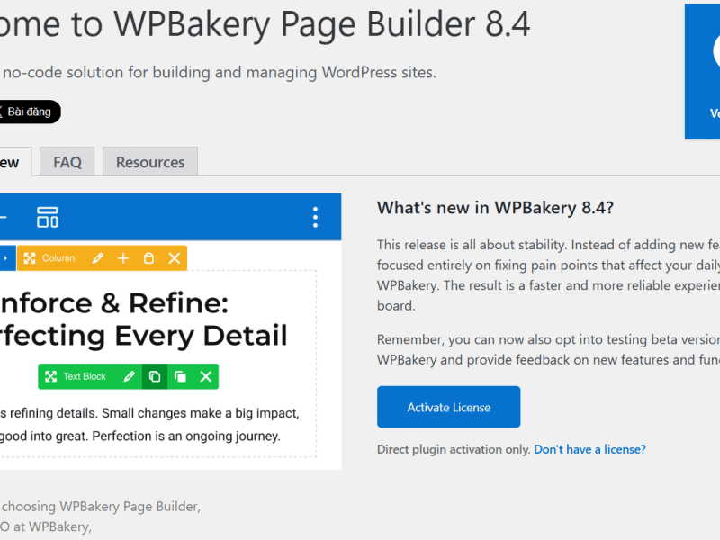WPBakery Page Builder là plugin WordPress hỗ trợ trình xây dựng trang web Kéo và Thả hiện đang hỗ trợ hàng triệu trang web.